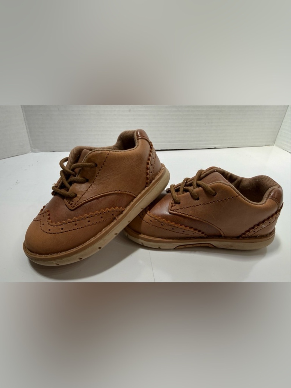 Stride Right Kids Ellsworth Oxford Brown Casual Lace-Up Shoes size 10